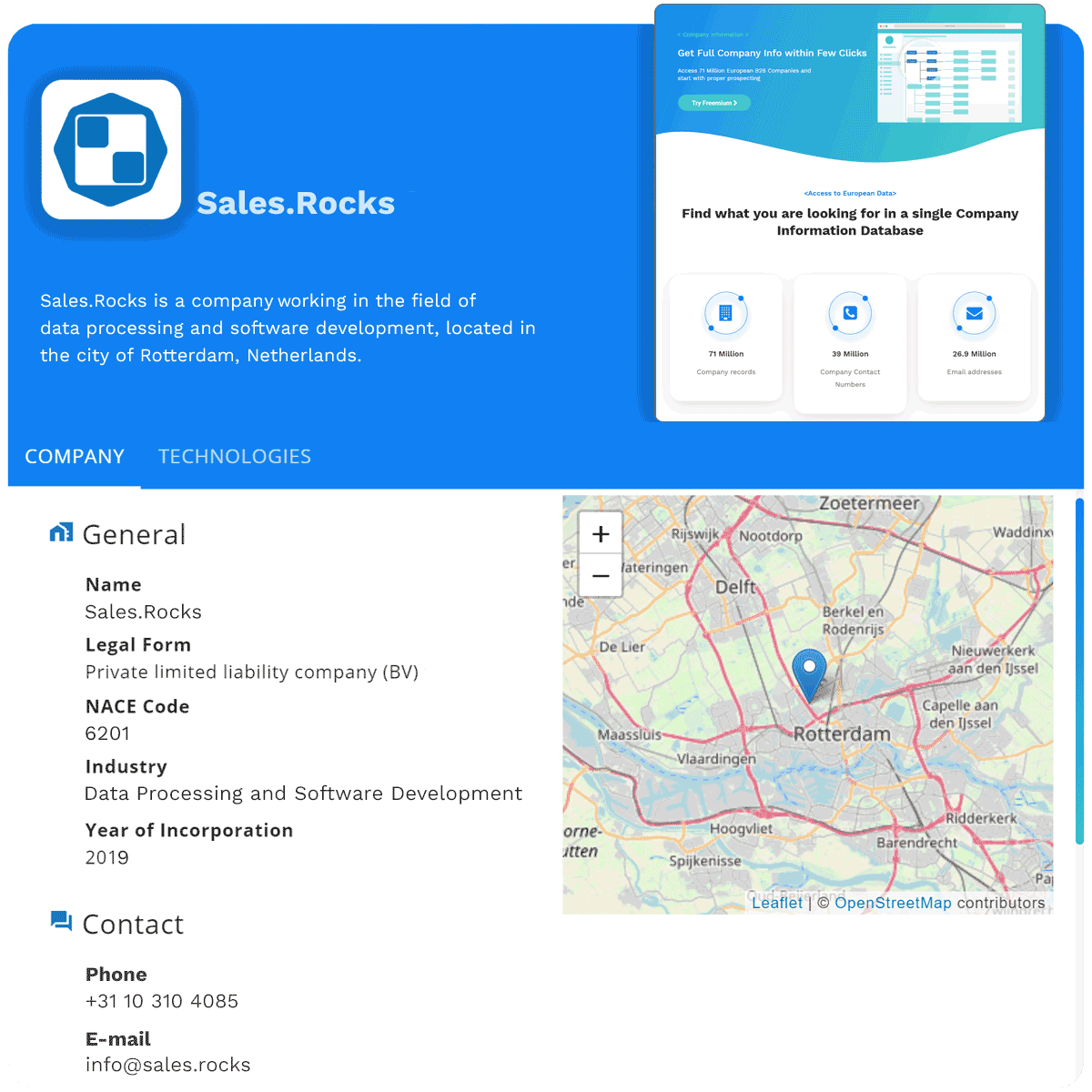 Business Contact Database for Sales & Marketing Professionals
