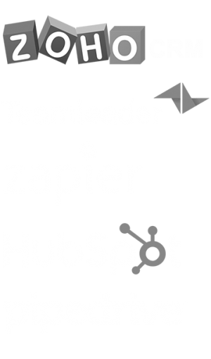 Sales.Rocks Integrations with Zoho Teamleader Zapier Hubspot Pipedrive logos