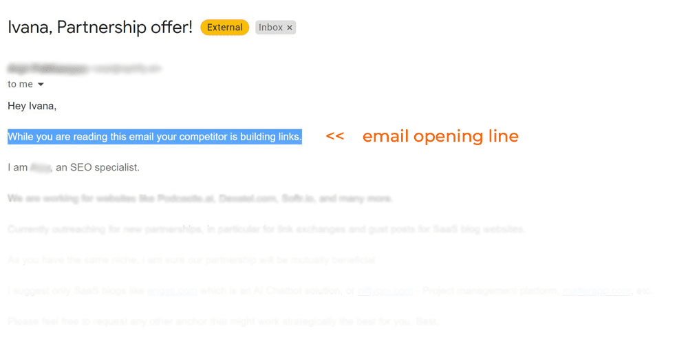 email opening lines templates link building