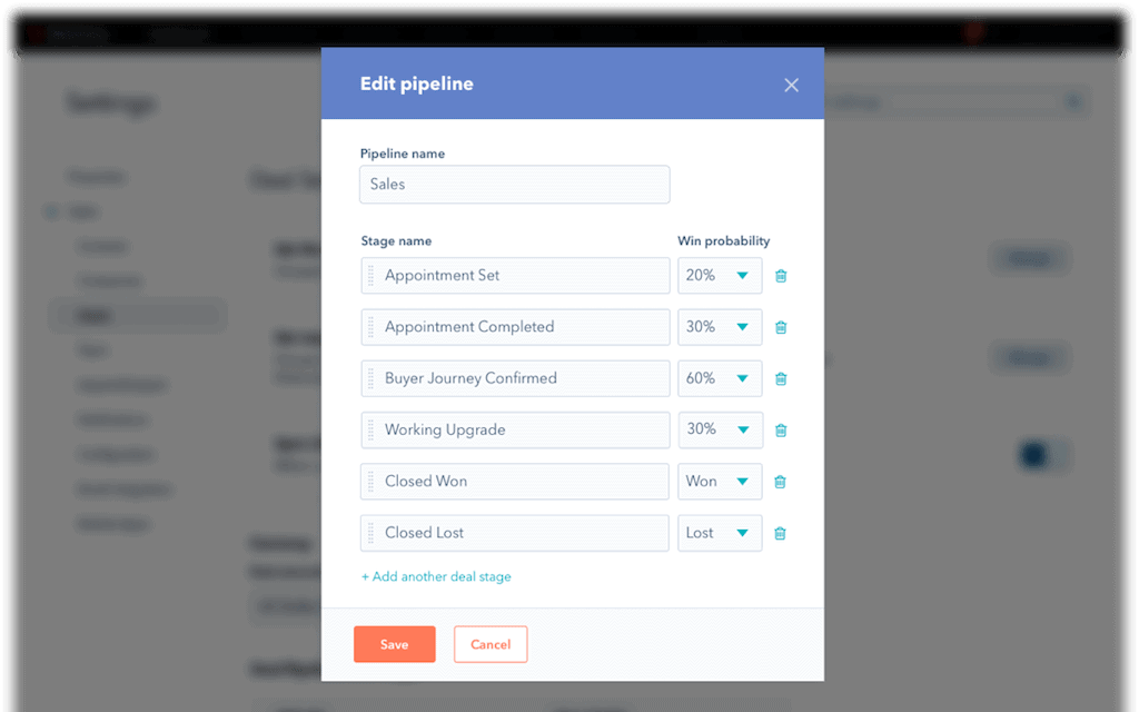 CRM sales pipeline hubspot